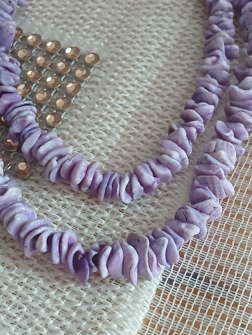Lavender Shell Puka Chip 24"Necklace Vintage